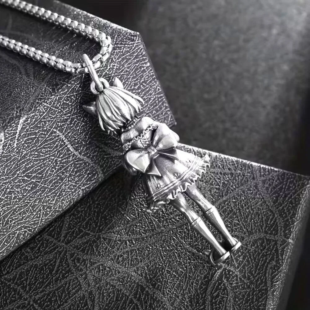 Girl w/ Cat Necklace Longline Doll Cute Slippers Trendy Unisex Goth Edgy Anime